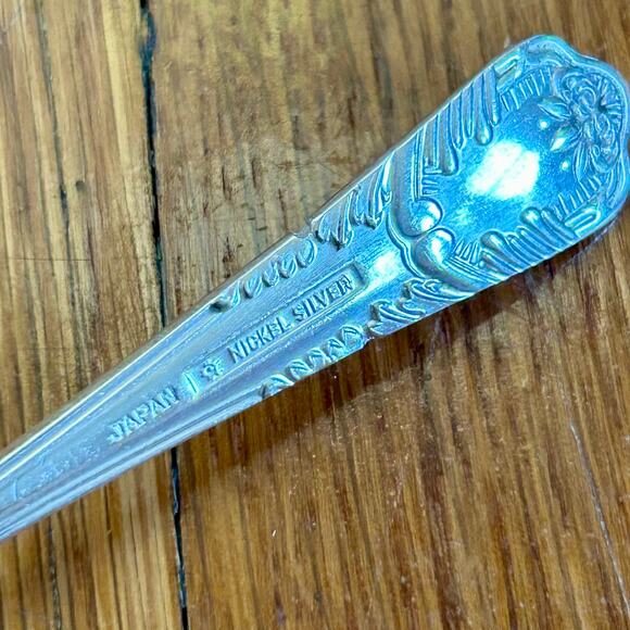 Vintage Japan Nickel Silver Demitasse Flatware Spoon 4.25" - Picture 4 of 11